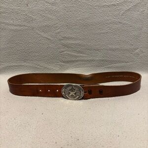 3D Brown Genuine Leather Men’s Belt Size 34 made in USA style 4074